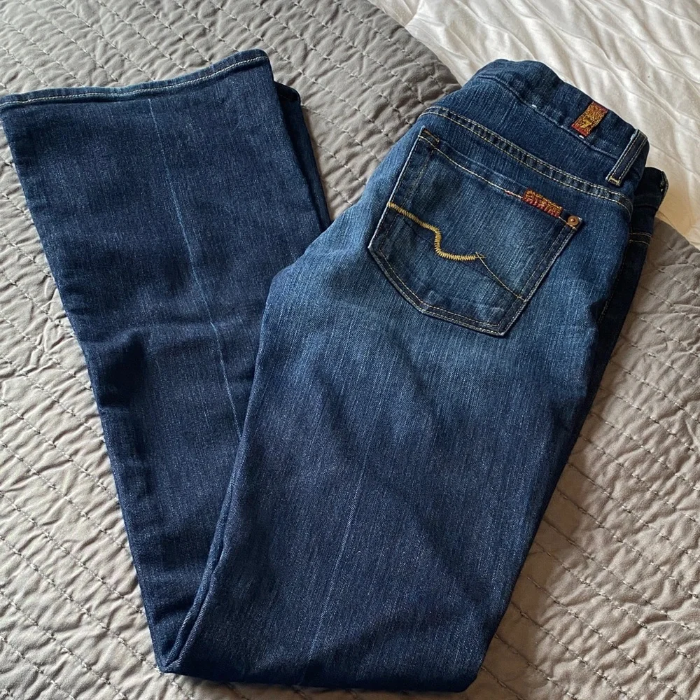 7 For All Mankind Dark Blue Kimmie Bootcut Jeans - Picture 1 of 6